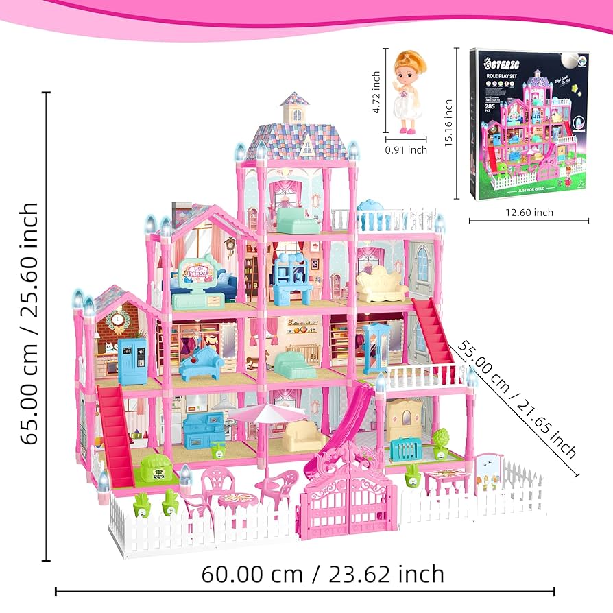 My Dream Dolls' House セクション3〜12 EXERCISE N PLAY Dream Princess Dollhouse, 12 Rooms, Pink